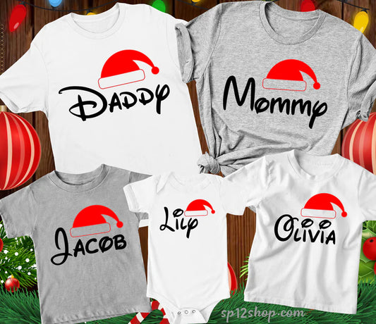 Christmas Family Santa Cap T Shirts