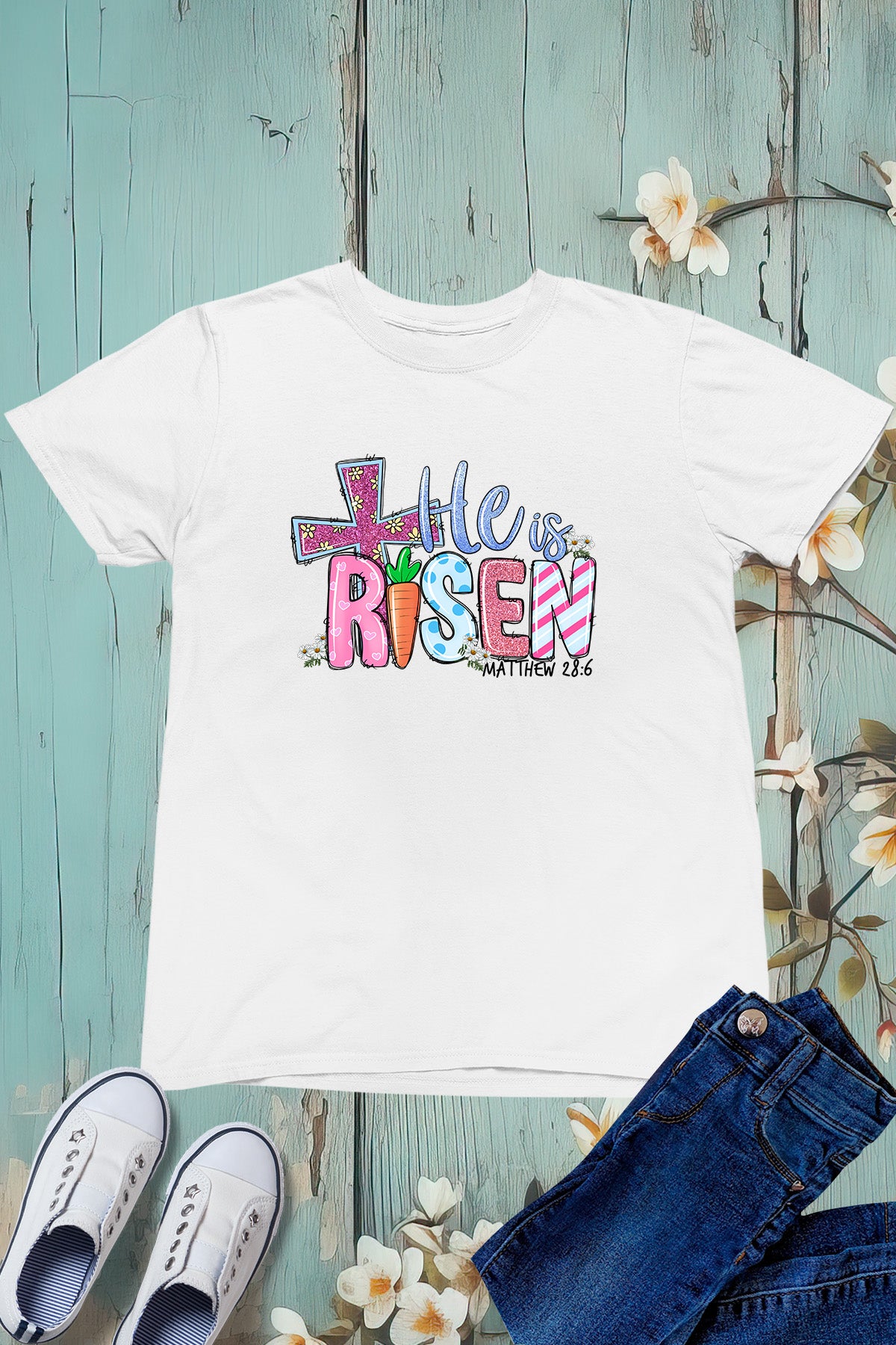 He is Risen Easter Kids T Shirt