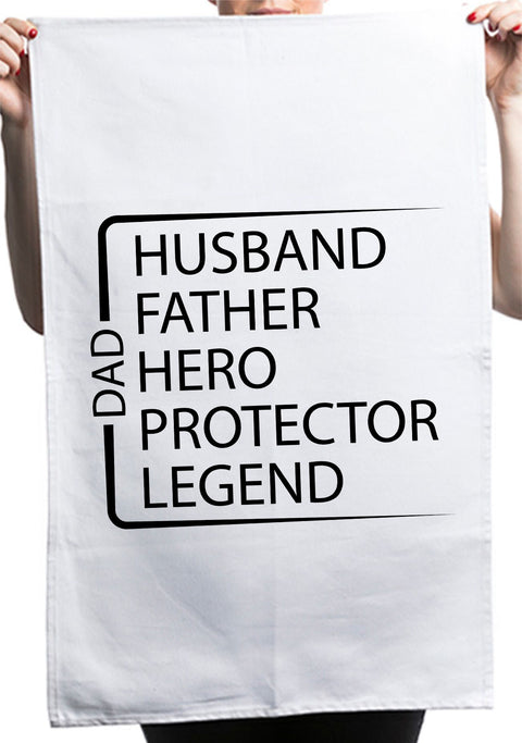 Husband Father Hero Protector Legend Custom Kitchen Table Tea Towel