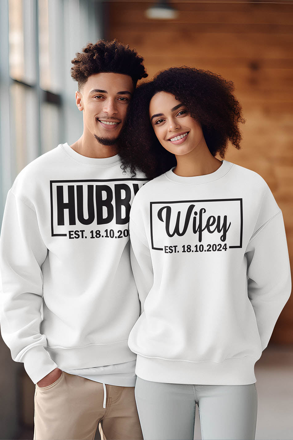 Custom hubby and Wifey Date Sweatshirts