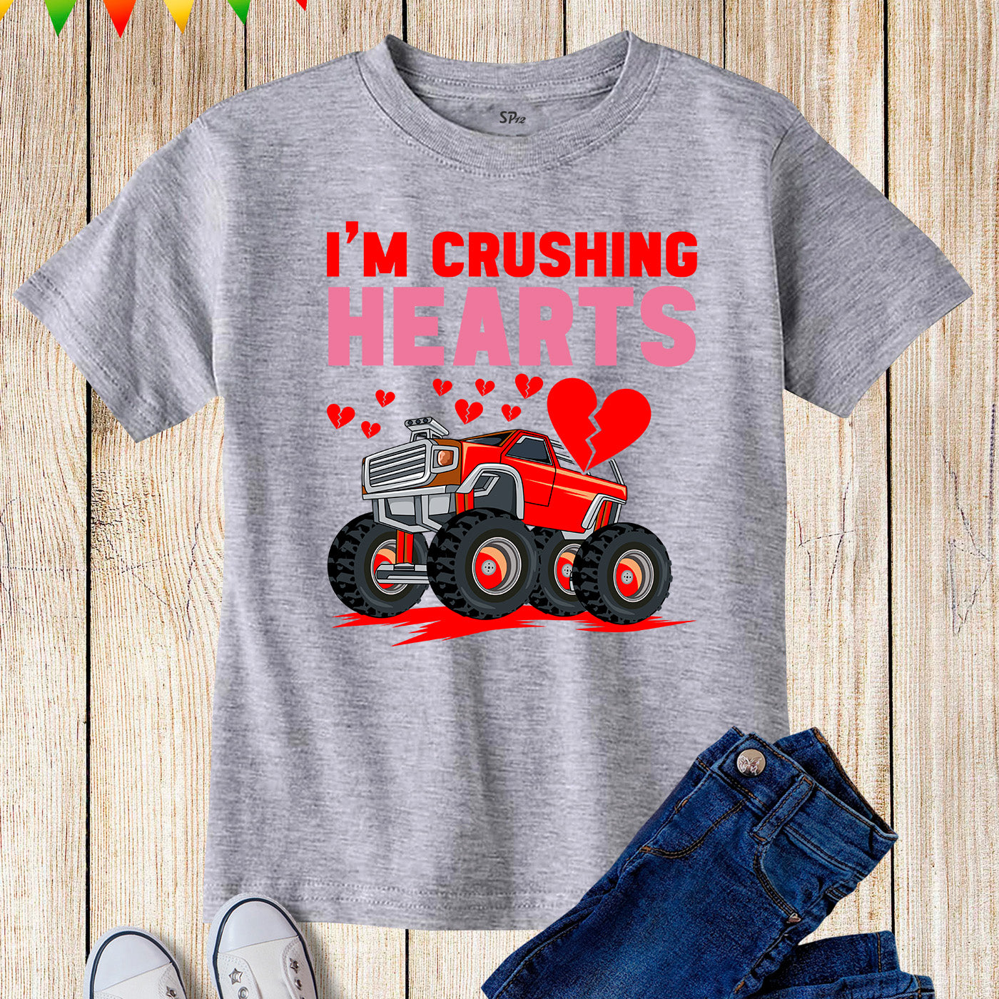 I'm Crushing Hearts Monster Truck Toddler Boys Valentines Day T-Shirt
