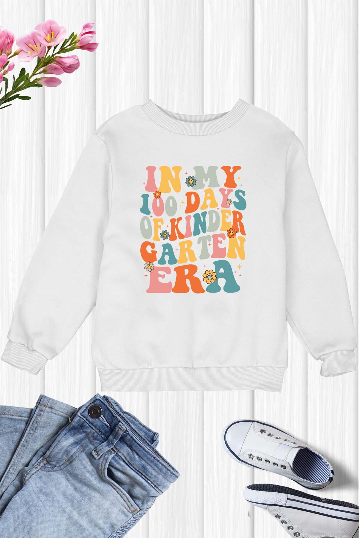 In My 100 Days of Kindergarten Era Trendy Kids Sweatshirt