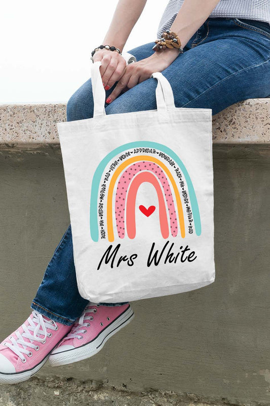 Personalized Teacher Rainbow Tote Bag