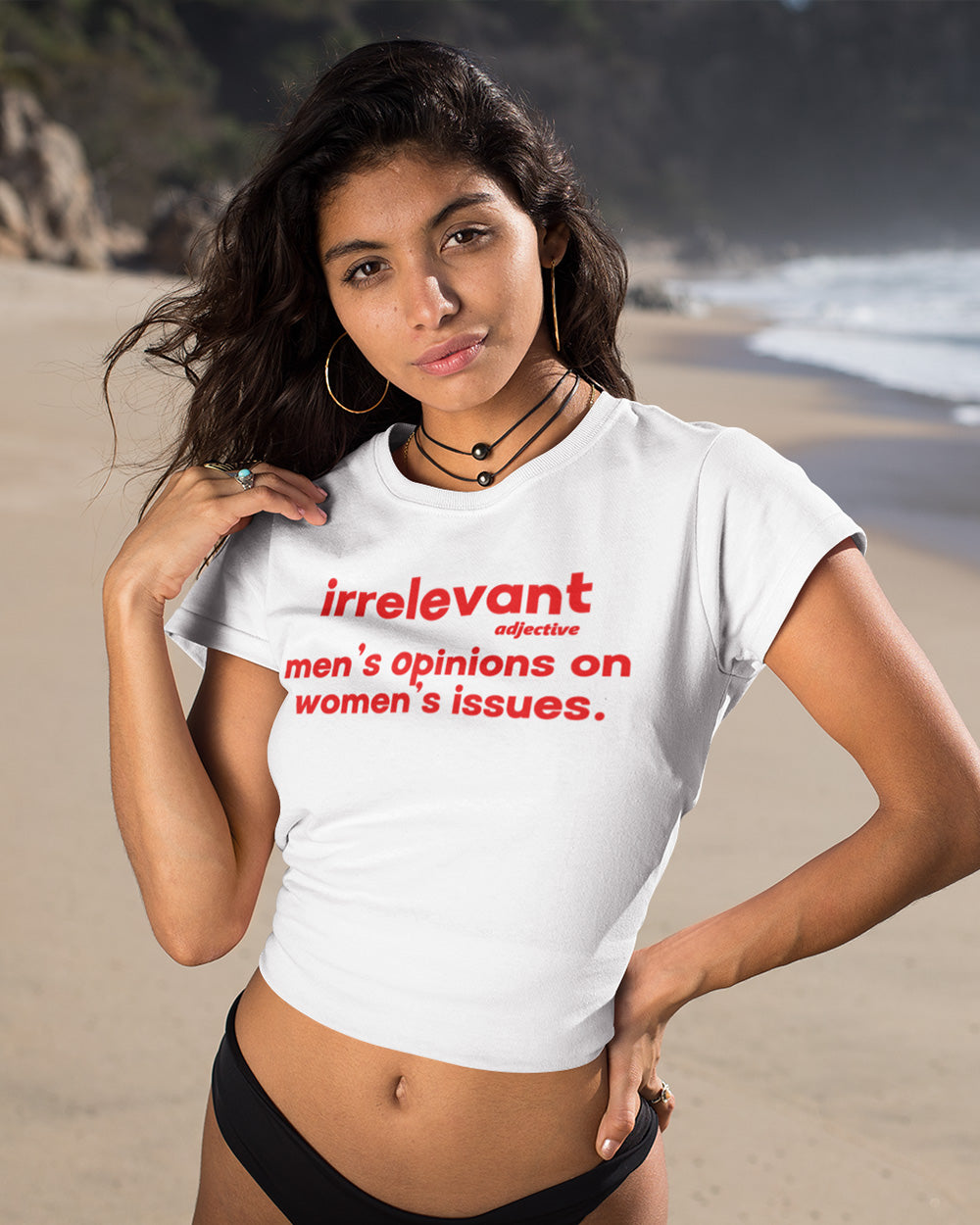 Irrelevant Mens Opinions On Womens Issues Baby Crop Tees