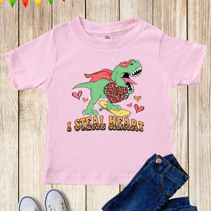 I Steal Hearts Trex Dino Boy Valentines Day Toddler T-Shirt
