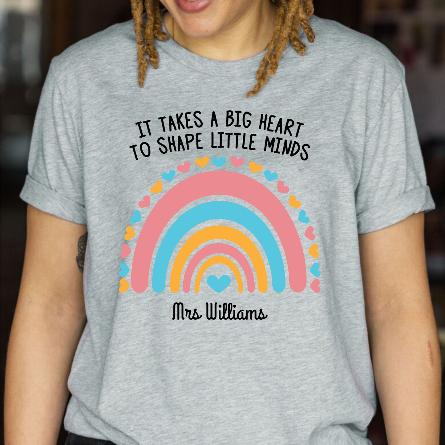 Personalized It Takes a Big Heart To Shape Little MindsTeacher T-Shirt
