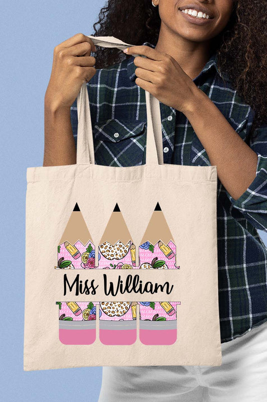 Personalized Crayon Teacher Tote Bag