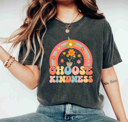 Choose Kindness Motivational Flower Inspirational Positive Vibes Shirt