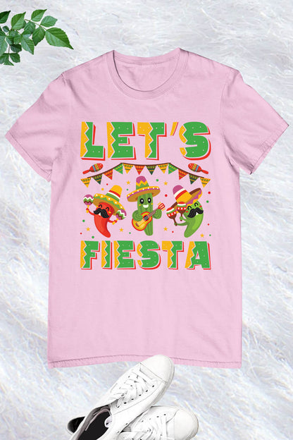 Lets Fiesta Cinco De Mayo with Guitar Cactus Sombrero Maraca T-Shirt