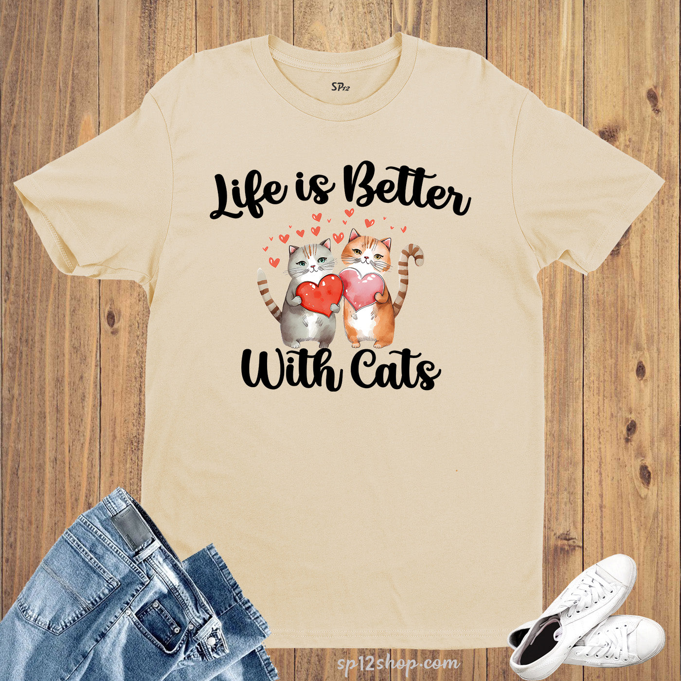 Life is Better With Cats Valentine Day Couples T Shirt