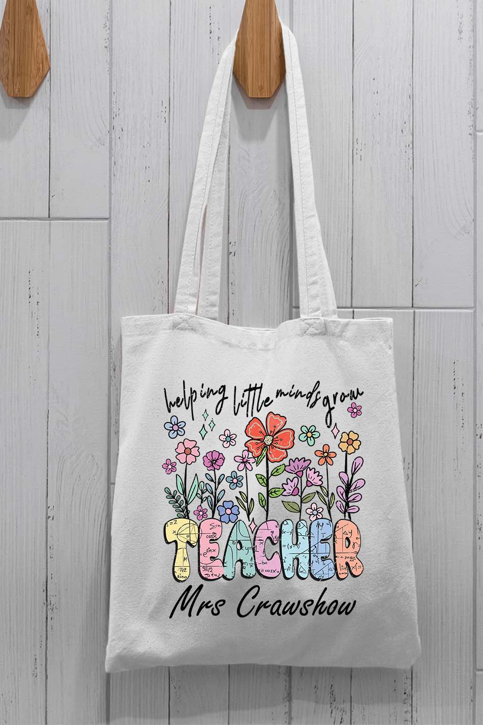 Helping Little Minds Grow Wildflower Custom Teacher Tote Bag