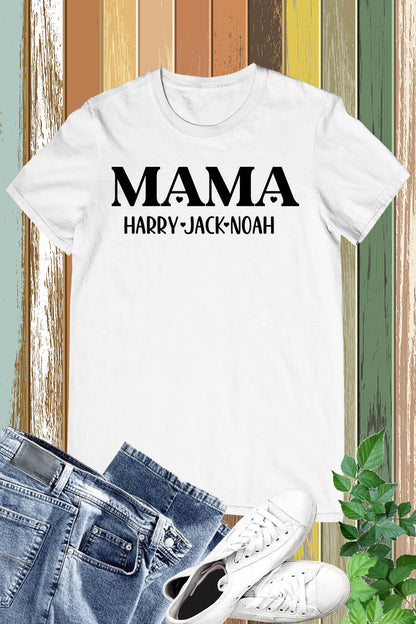 Personalized Mama T Shirt with Child Name