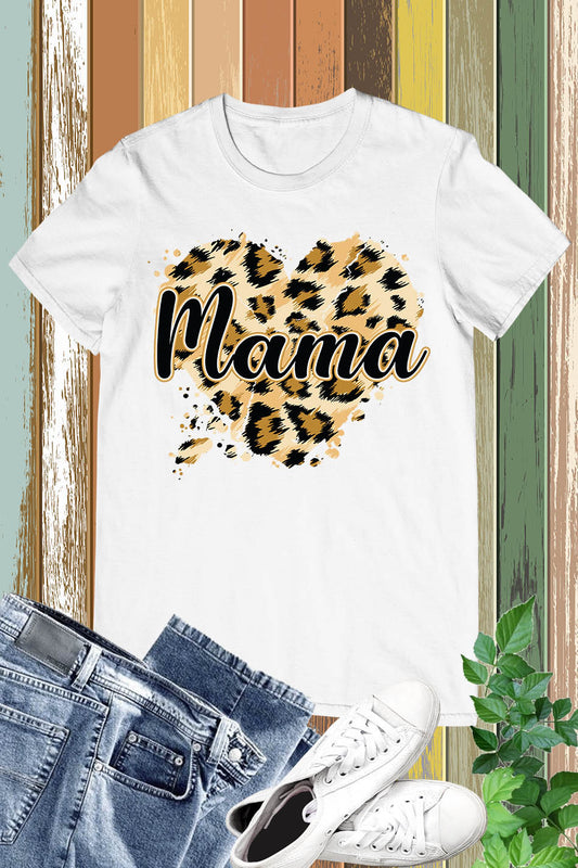 Leopard Heart Mama T Shirt