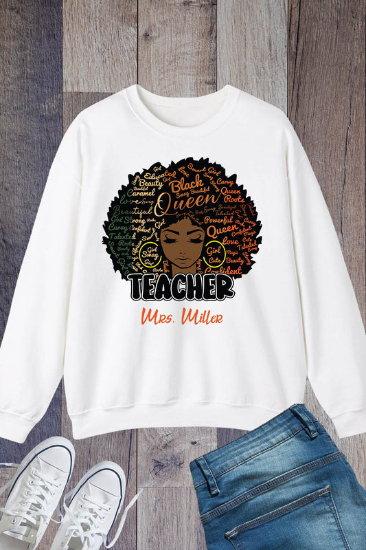 Custom  Afro Teacher Sweatshirt
