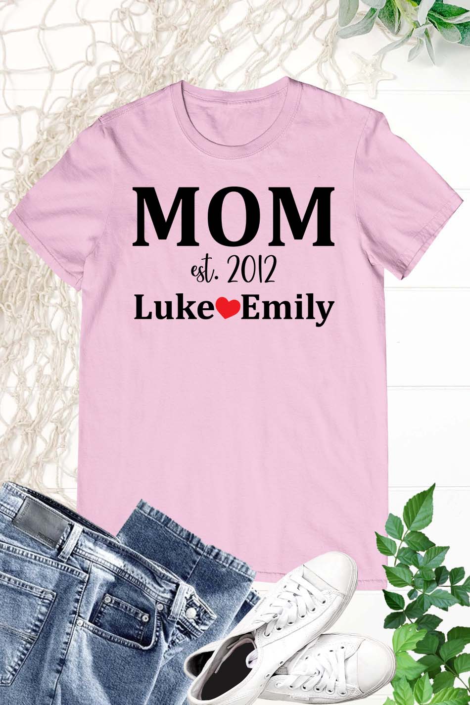 Custom Mom Est Shirt With Child Name