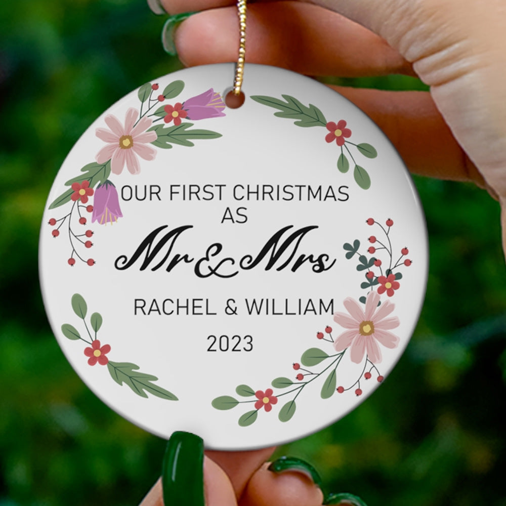 Personalized First Christmas As Mr And Mrs Bible Verse Jesus Ornament