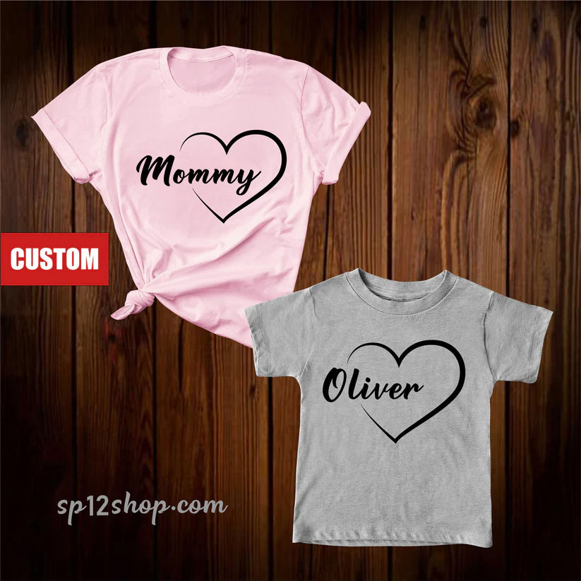 Personalise Mothers day Gift Mommy And Custom Kids Matching T Shirt