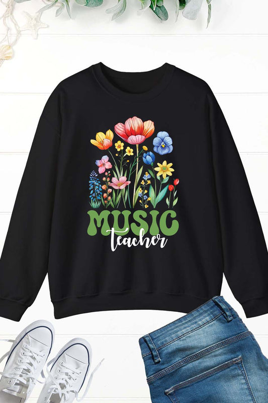 Retro Music Teacher Wildflower Sweatshirt