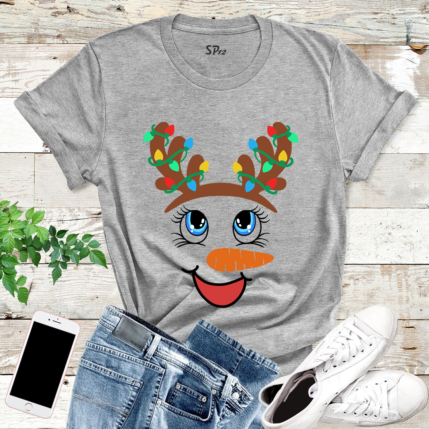 Snowman Face Christmas Light T-Shirt