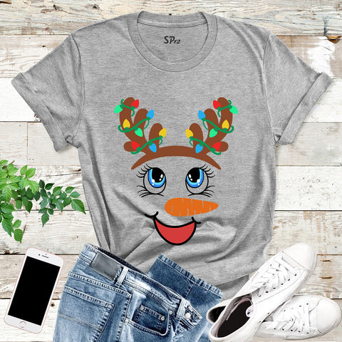 Snowman Face Christmas Light T-Shirt