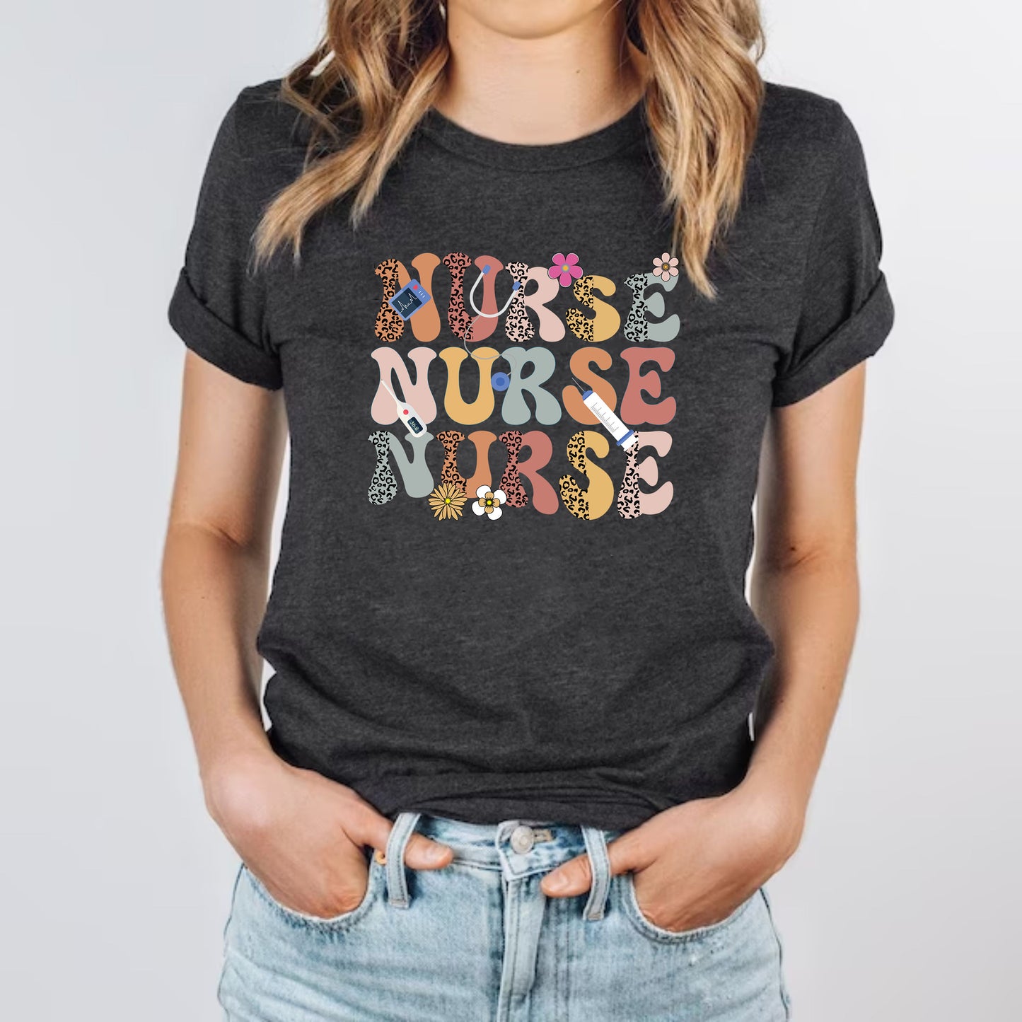 Leopard Nurse Life Future Nurse Custom Nursing Student Graphic T-Shirt