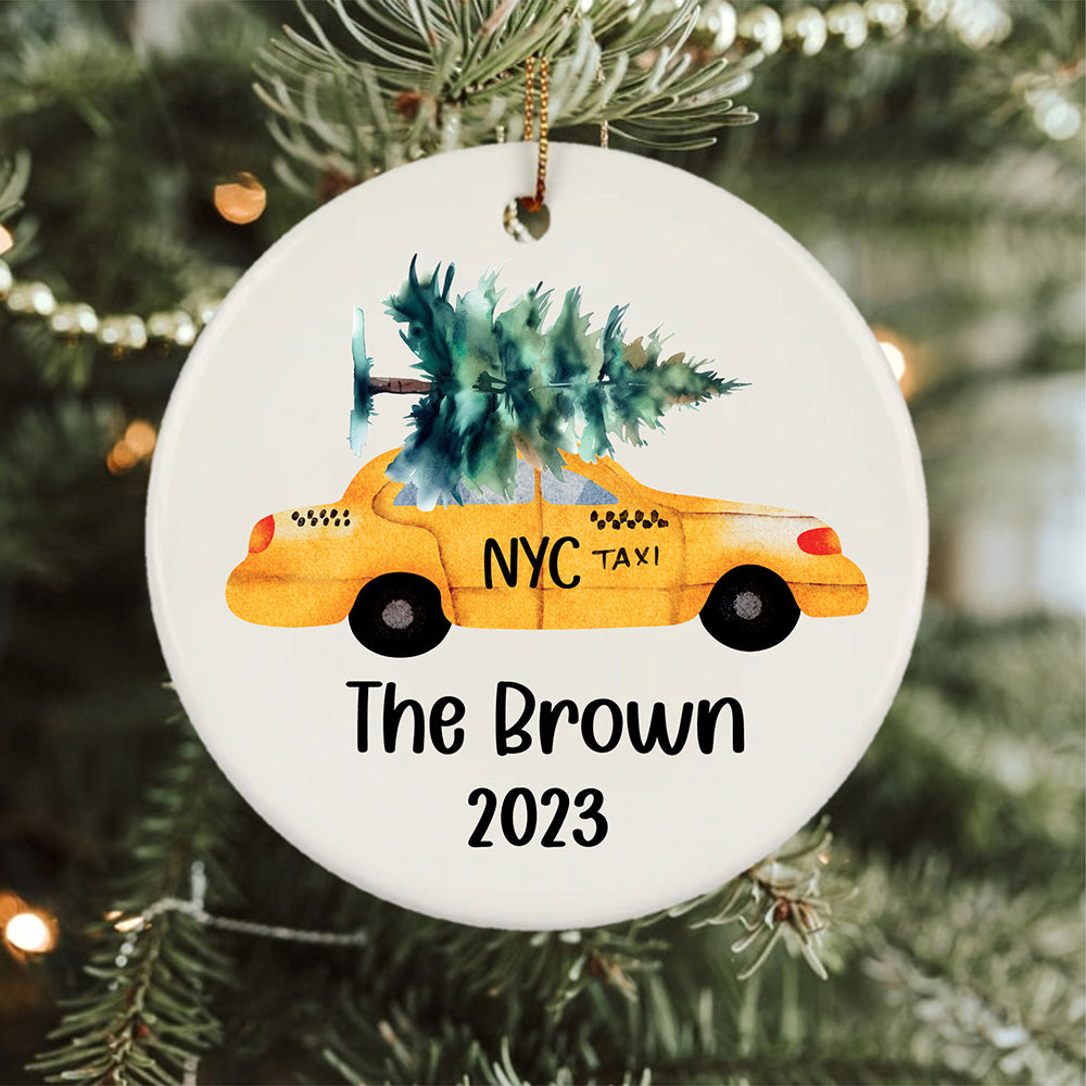 Personalized NYC Taxi Sure Name Williams 2023 Bible Verse Ornament