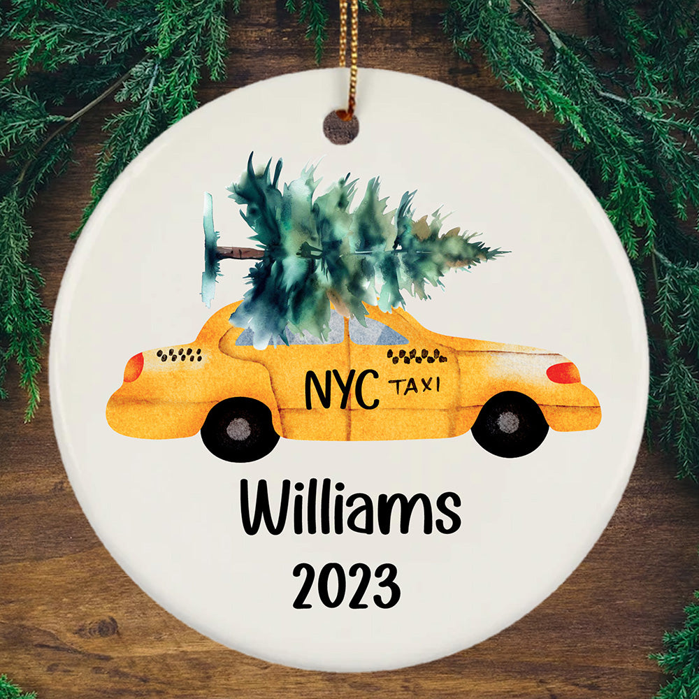 Personalized NYC Taxi Sure Name Williams 2023 Bible Verse Ornament