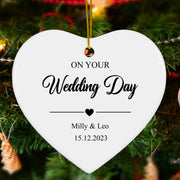 Wedding Day Keepsake - Personalized Marriage Christmas Ornament