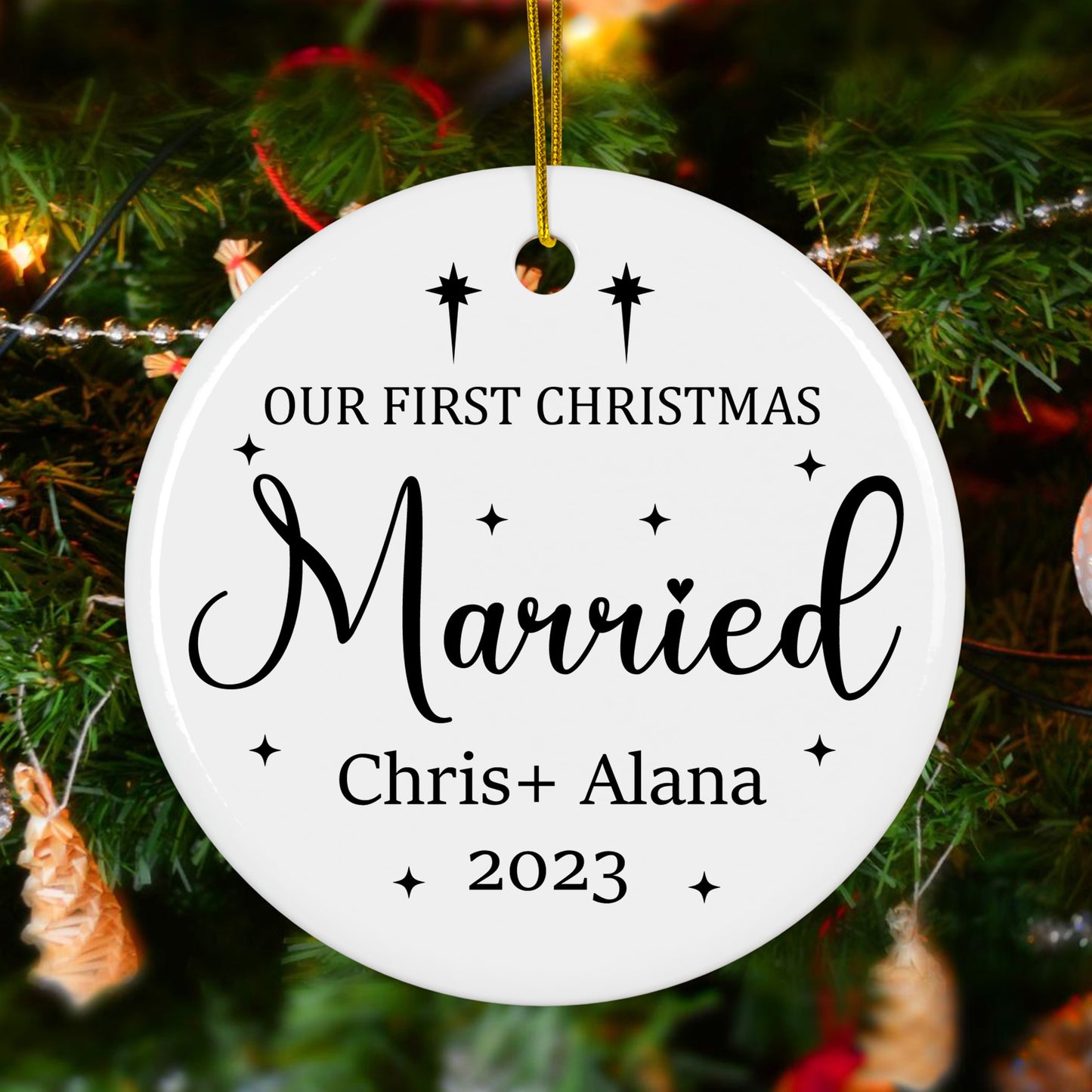First Christmas Married Ornament - Wedding Keepsake