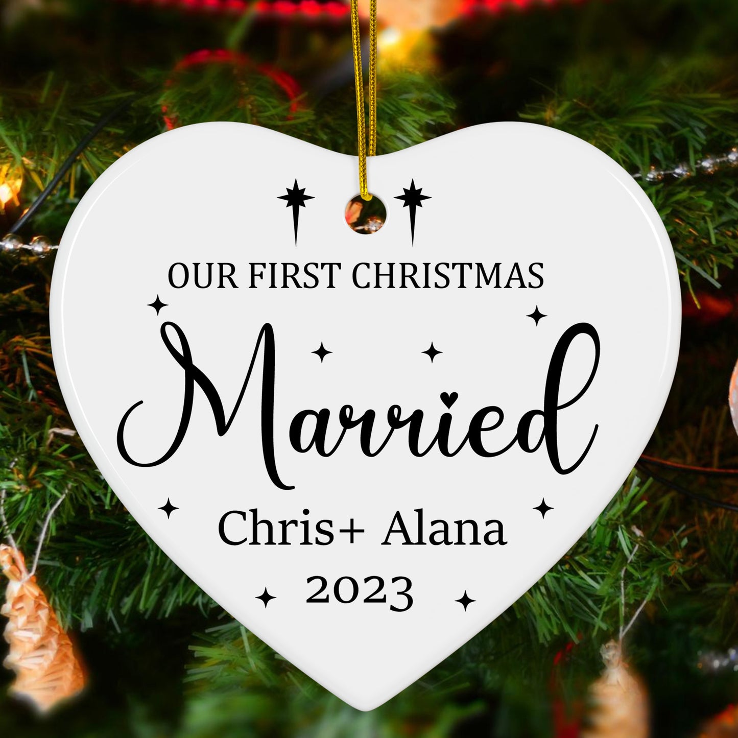 First Christmas Married Ornament - Wedding Keepsake