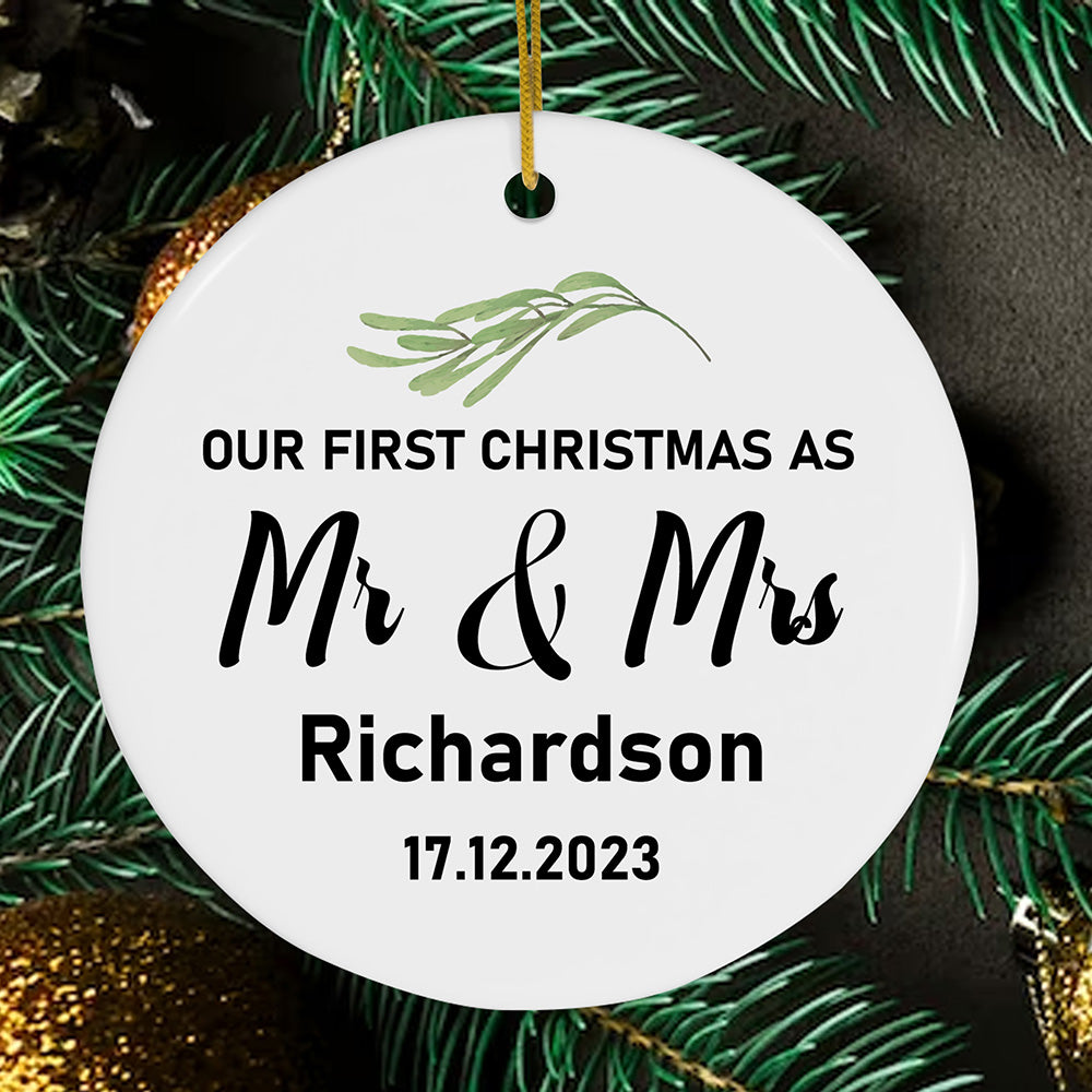 Personalized Our First Christmas As Mr And Mrs Bible Verse Ornament