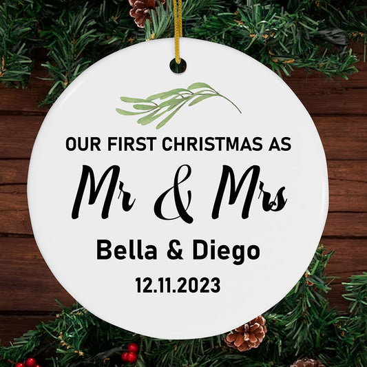 Personalized Our First Christmas As Mr And Mrs Bible Verse Ornament