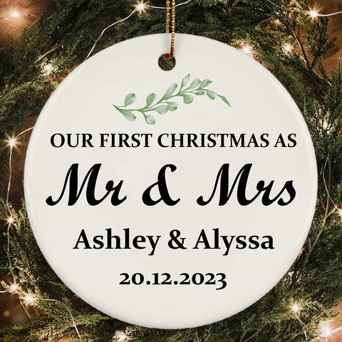 Our First Christmas As Mr and Mrs Bible Verse Home Décor Ornament