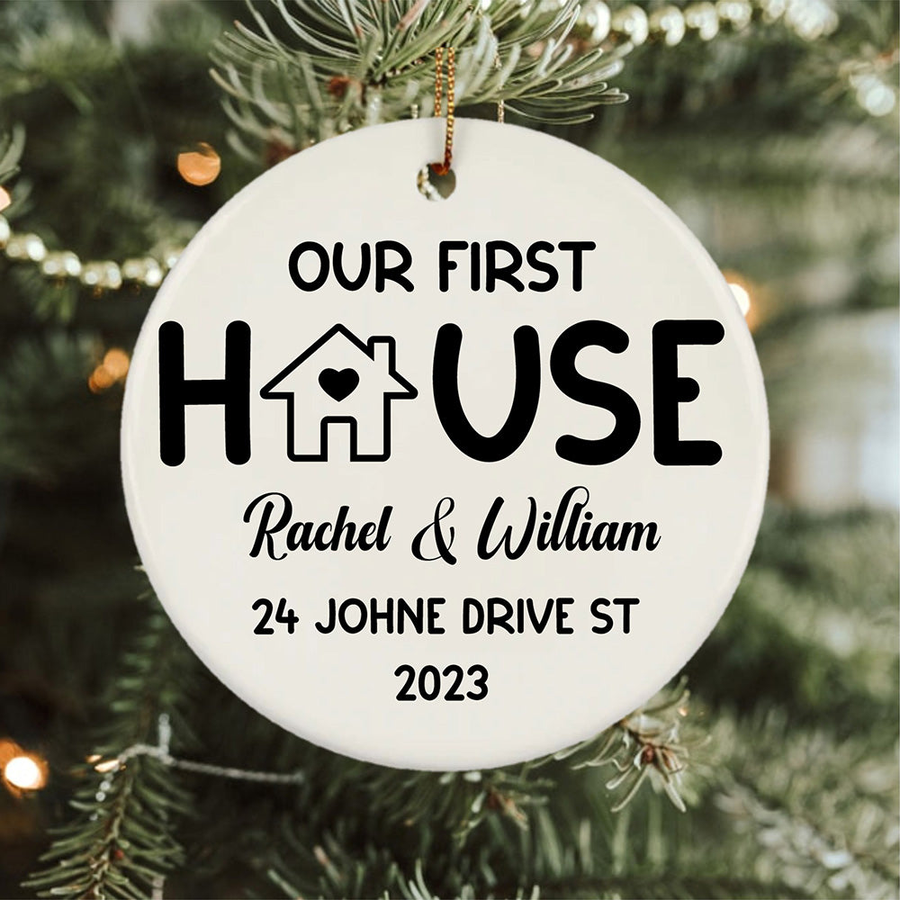 Personalized Our First House Jenifer And Devid 220 Ornament