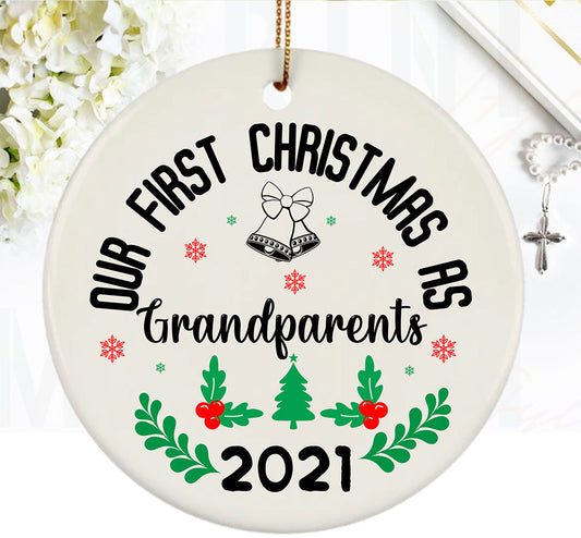Our First Christmas As Grandparent Home Décor Bible Verse Ornament