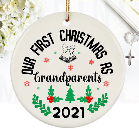 Our First Christmas As Grandparent Home Décor Bible Verse Ornament