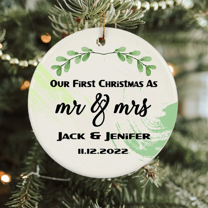 Personalized First Christmas As Mr And Mrs 2022 Bible Verse Ornament