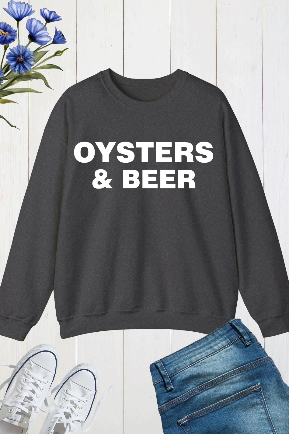 Oysters And Beer Funny Oyster Lover Sweatshirt