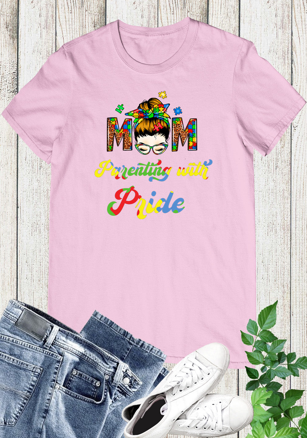 Mom Parenting with Pride Autism T Shirt