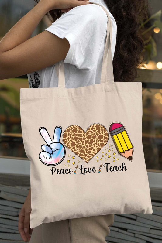 Peace Love Teach Teacher Tote Bag