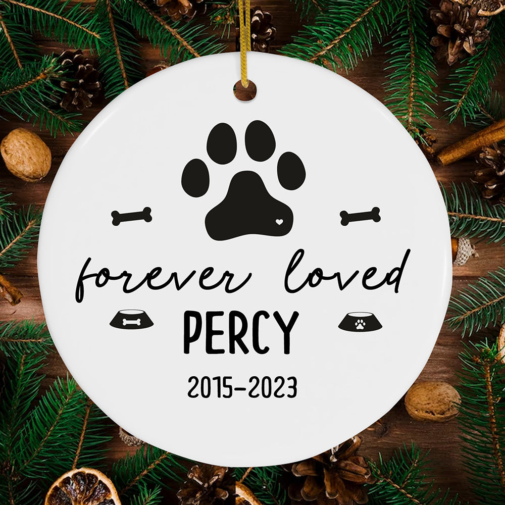 Personalized Pet Memorial Dog Paw Christmas Forever Loved Ornament