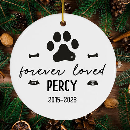 Personalized Pet Memorial Dog Paw Christmas Forever Loved Ornament