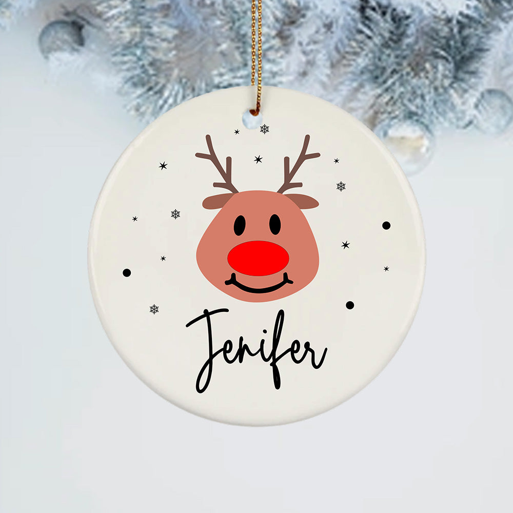 Personalized Christmas Reindeer Family Bible Verse Faith Ornament
