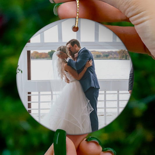 Personalized Wedding Photo First Christmas Family Photo Gift Ornament