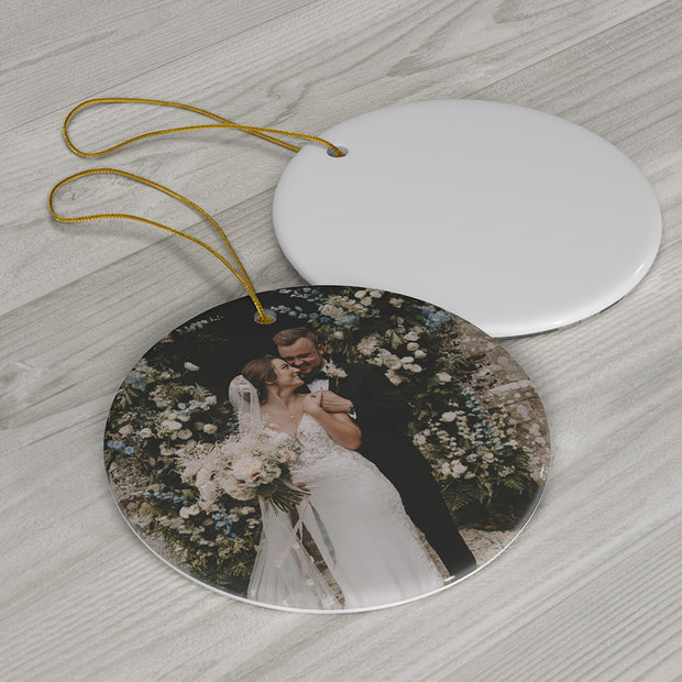 Personalized Couple Wedding Photo First Anniversary Picture Ornament