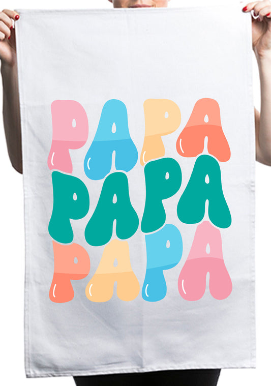 Best Dad Ever Papa Colorful Custom Fathers Day Kitchen Table Tea Towel
