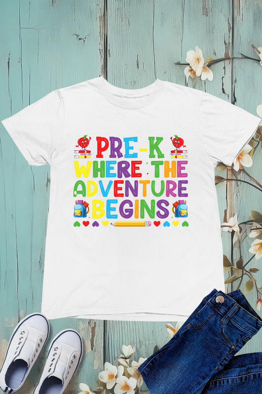 Pre-K Where Adventure begins Children T Shirt