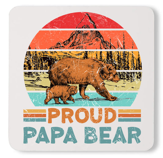 Proud Papa Bear Animal Nature Lover Custom Father's Day Coaster