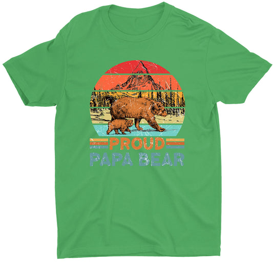 Proud Papa Bear Nature Lover Custom Short Sleeve Father's Day T-Shirt