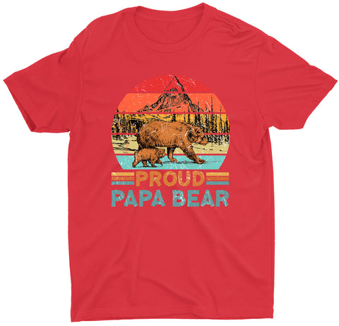 Proud Papa Bear Nature Lover Custom Short Sleeve Father's Day T-Shirt